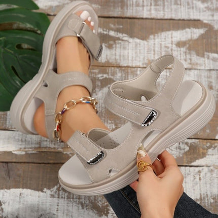 Women's Lightweight Velcro Sport Sandals Grey Sandals