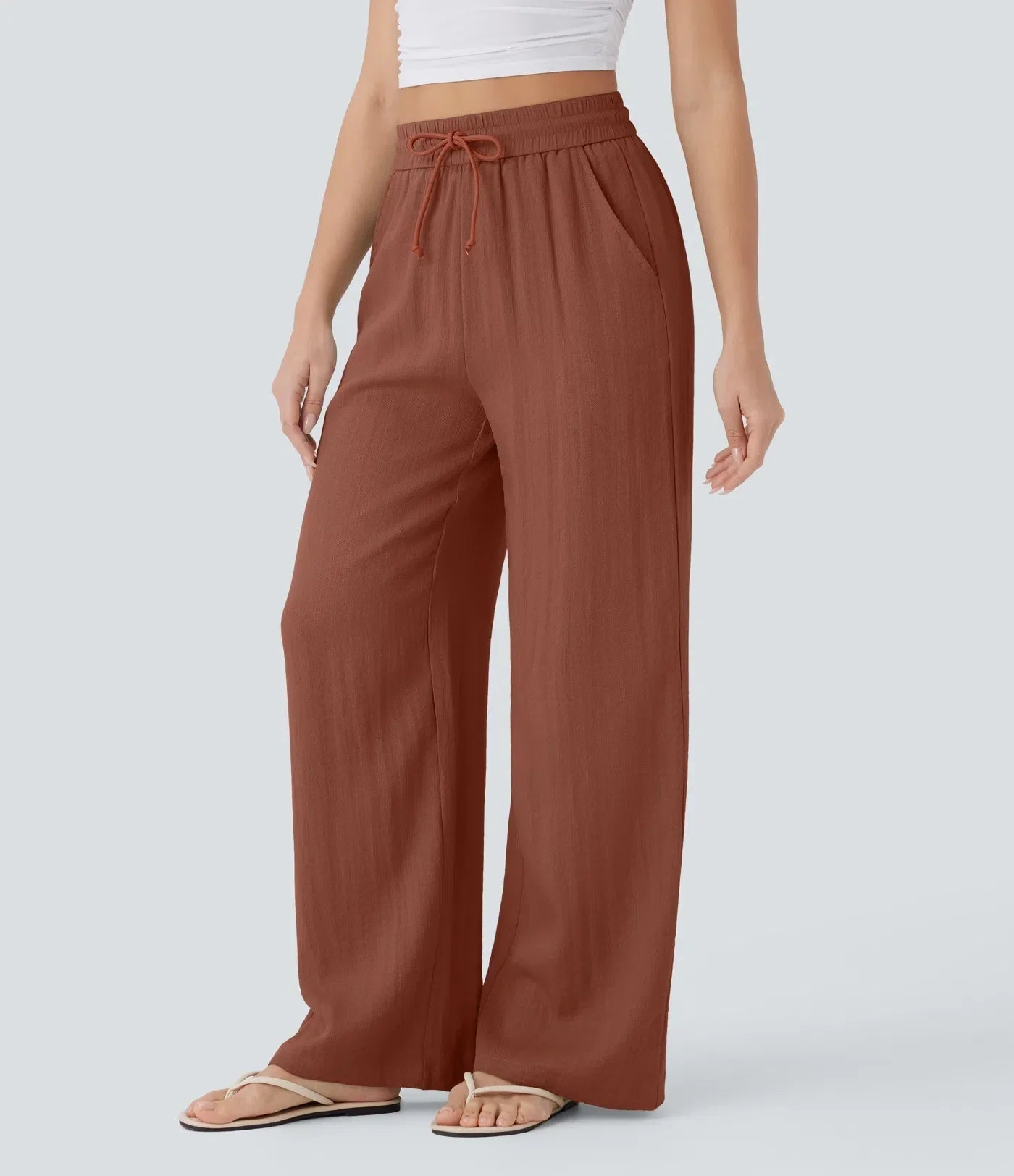 Elegant Linen Wide‑Leg Pants Women Pants