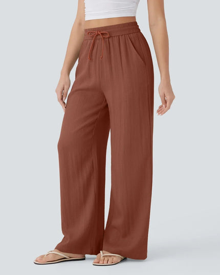 Elegant Linen Wide‑Leg Pants Women Pants