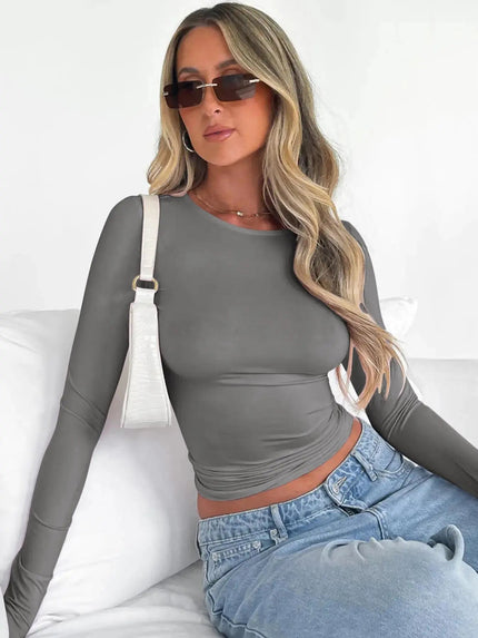 Riley Relaxed Crop Tee Gray