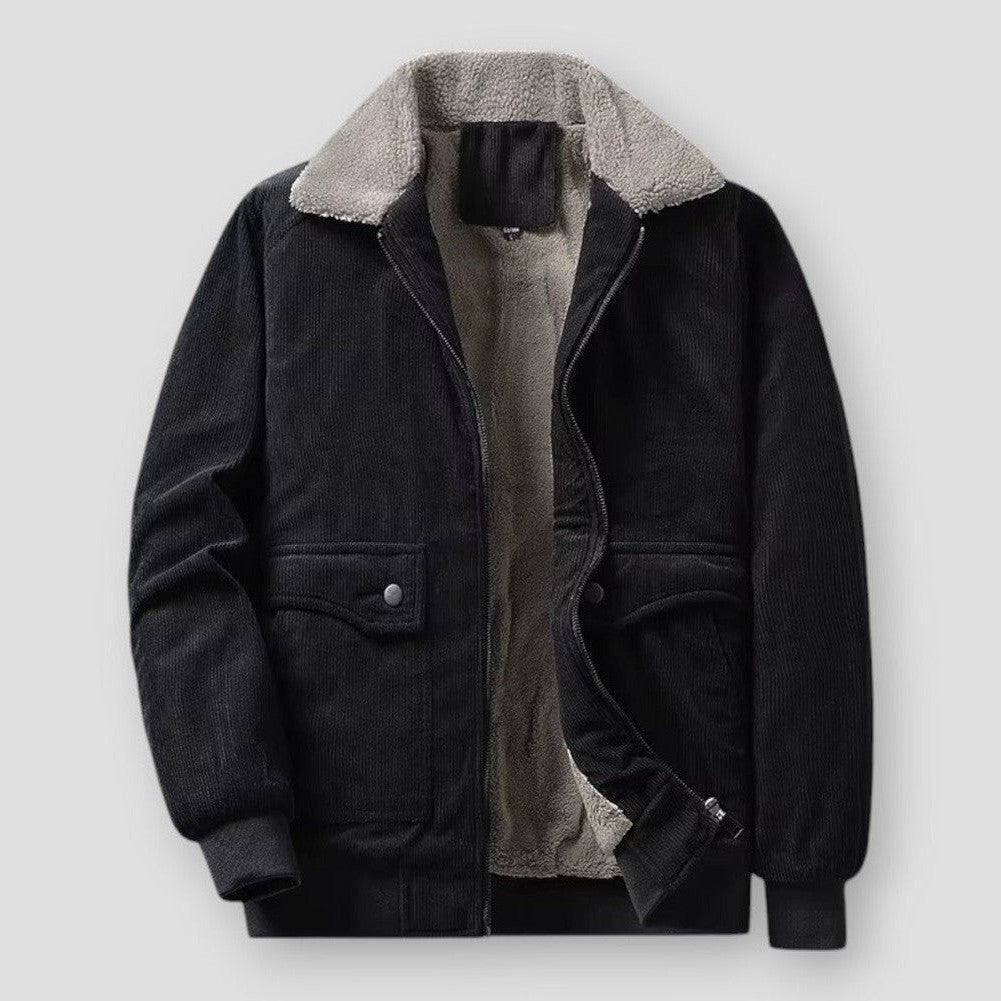 Vintage Corduroy Sherpa-Lined Jacket Black Jackets