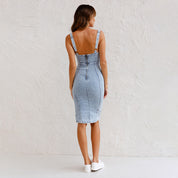 New U-Neck Suspender Denim Dress Dresses