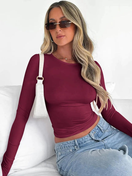 Riley Relaxed Crop Tee Burgundy