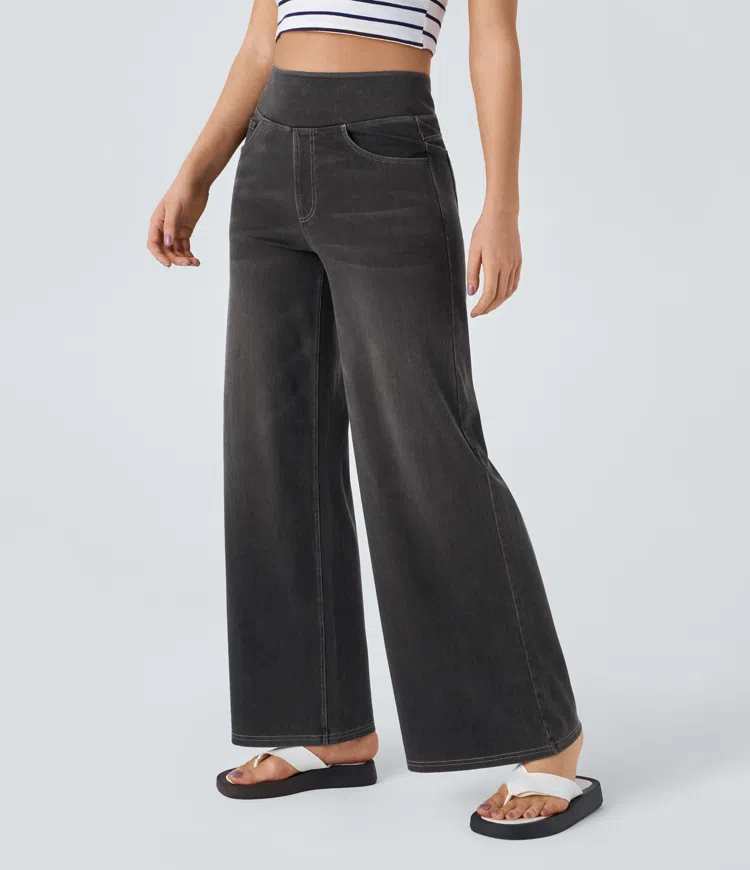 Mel | Comfortable high-waisted jeans Dark Grey Women Pants