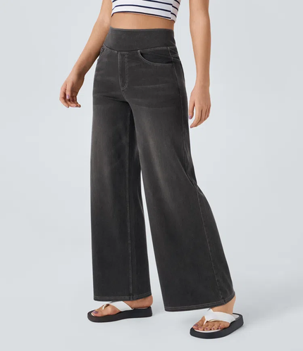 Mel | Comfortable high-waisted jeans Dark Grey Pants