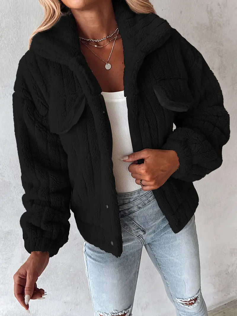 HINA™ - SOLID SINGLE BREASTED FUZZY COAT