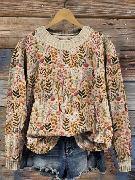 Comfortable Floral Sweater Sweaters