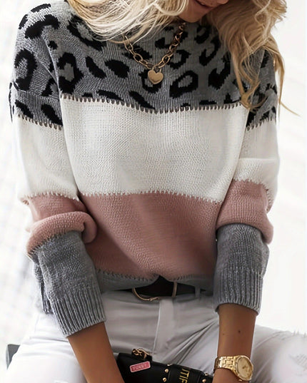 Lela | Sweater with Leopard Print Dark Grey