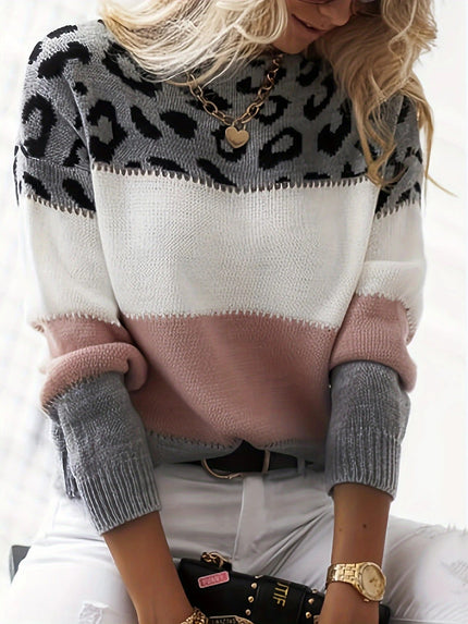 Lela | Sweater with Leopard Print Dark Grey