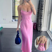 Elegant Women’s Satin Camis Long Dress Dresses