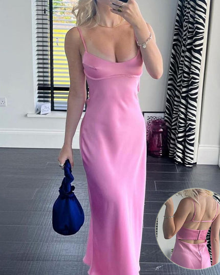 Elegant Women’s Satin Camis Long Dress Dresses