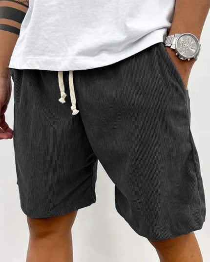 Men’s Corduroy Drawstring Shorts Black Men Shorts