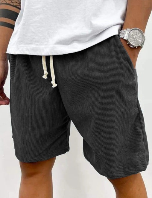Men’s Corduroy Drawstring Shorts Black Men Shorts
