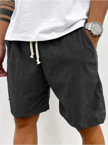 Men’s Corduroy Drawstring Shorts Black Men Shorts