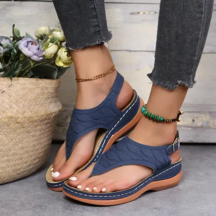 Women's Fashionable Leather Sandals Blue Leather Sandals