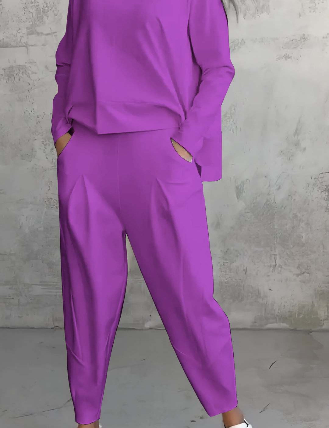 Women's Irregular Long-Sleeve Top & Harem Pants Set Purple set