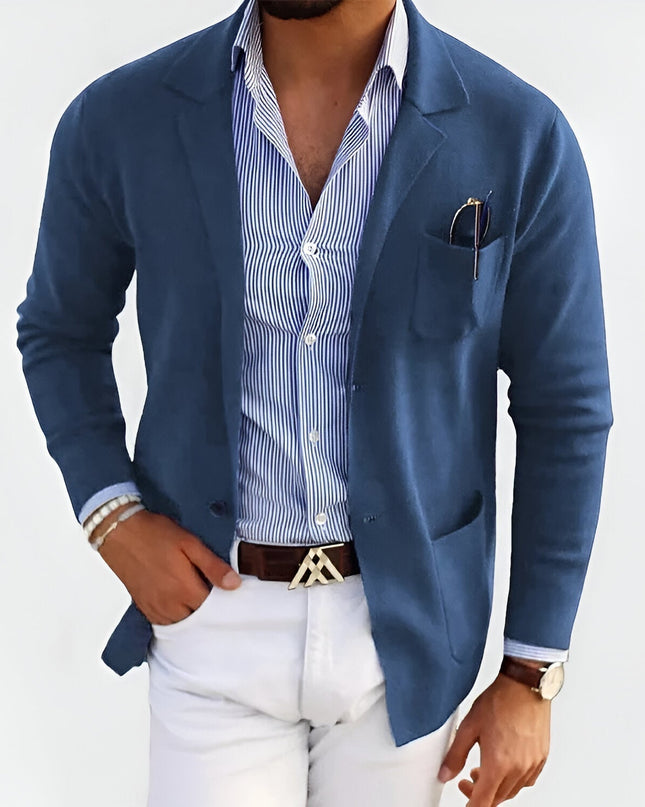 Breathable Summer Knit Blazer Blue Blazer