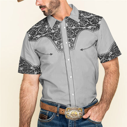 Men's 3D Printed Short Sleeve Lapel Shirt S9534255 Shirts