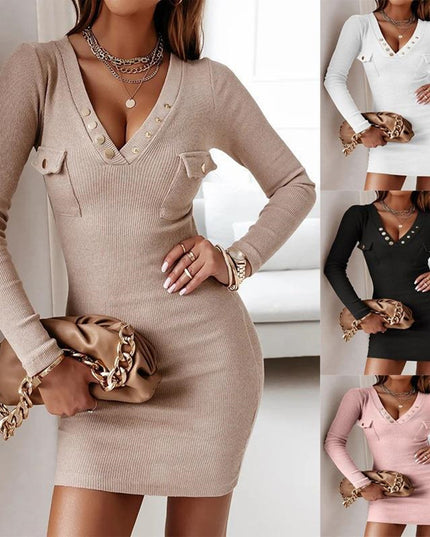 Elegant Rib-Knit Wrap Midi Dress Dresses