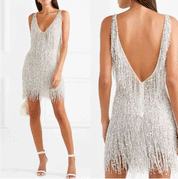LookHot - V-Neck Slip Dress White kleid