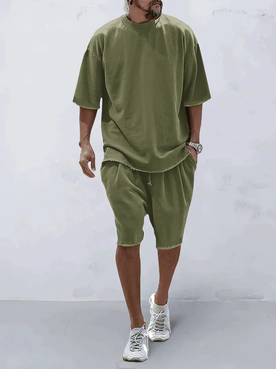 Casual Mens Set Sleek Comfort For Men Army green Men Set