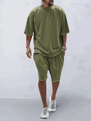 Casual Mens Set Sleek Comfort For Men Army green Men Set