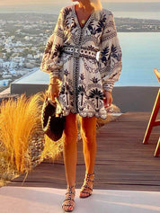 Fashion Printed Beach Loose Mini Dress Dresses