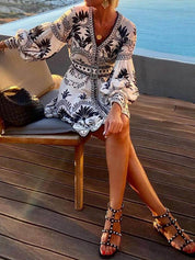 Fashion Printed Beach Loose Mini Dress Dresses