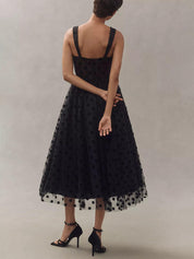 Polka Dot Tulle Sweetheart Bustier A-Line Midi Dress Dresses