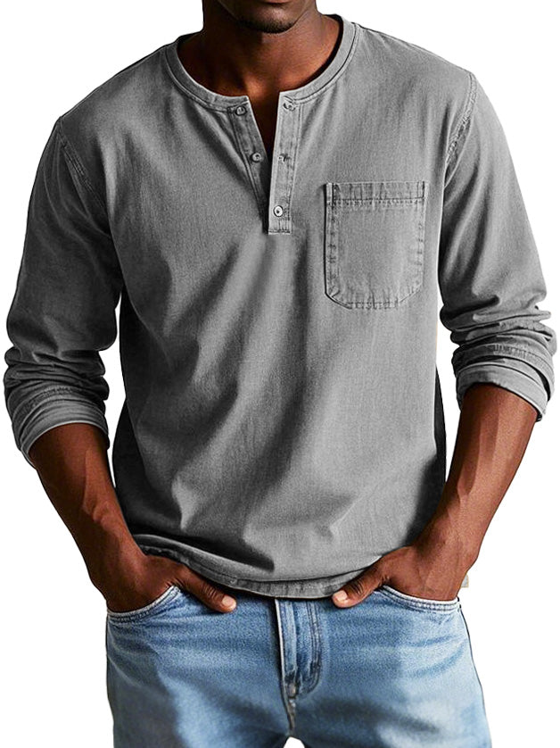 Archer Classic Henley Shirt Grey Men's shirts