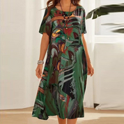 Taylor | Comfortable Floral Dress Green Dresses