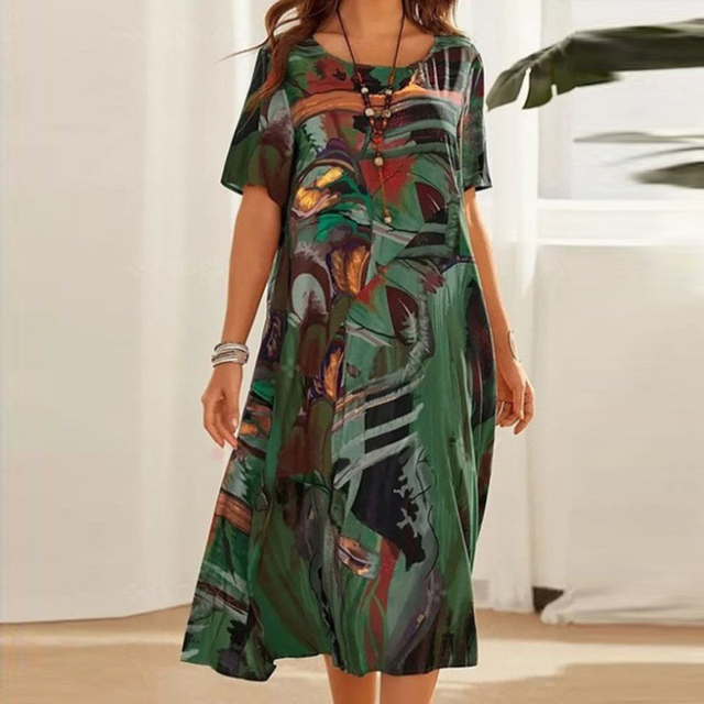 Taylor | Comfortable Floral Dress Green Dresses