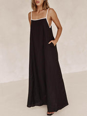 A-line Summer Vibe Contrasting Suspender Dress Black Dresses