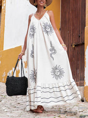 Unique Ethnic Under The Sun Printed V-Neck Dress Dresses