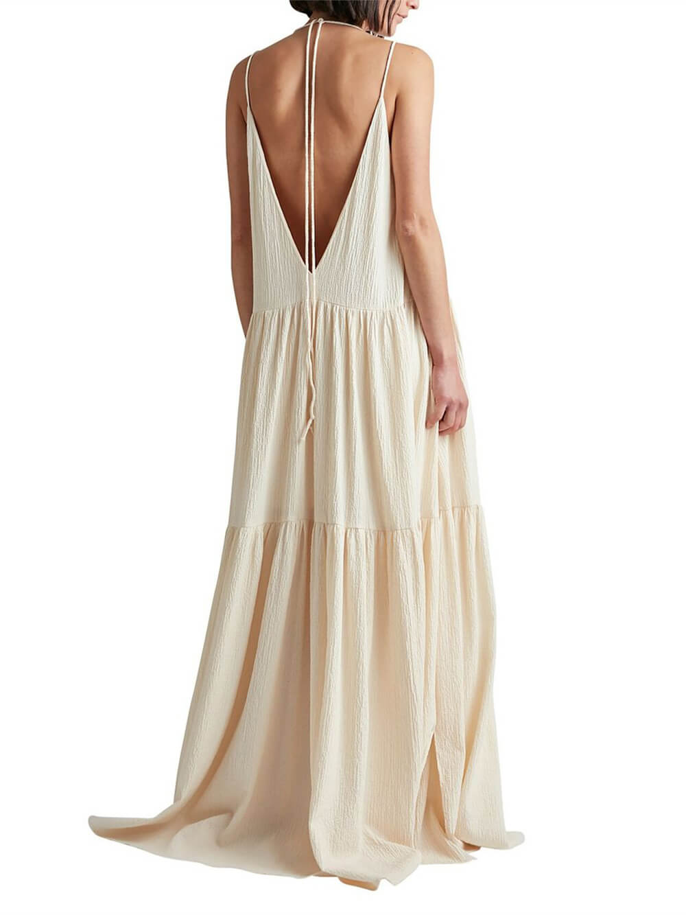Summer Vacation Deep V-Neckline Strappy Maxi Dress Dresses