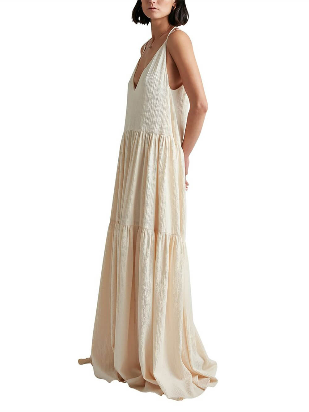 Summer Vacation Deep V-Neckline Strappy Maxi Dress Dresses