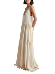 Summer Vacation Deep V-Neckline Strappy Maxi Dress Dresses