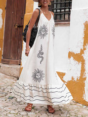 Unique Ethnic Under The Sun Printed V-Neck Dress Dresses