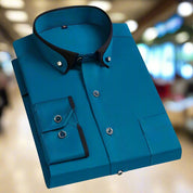 Classic Long Sleeve Shirt – Bold Color Options Turquoise Blue Men's shirts