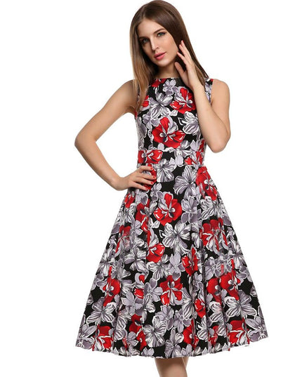 Women's Vintage Floral Print Dress Dress