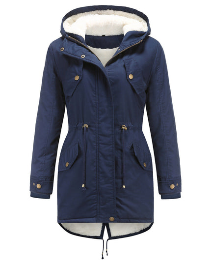 Insulated Fleece-Lined Winter Parka Jacket Navy blue Winter Parka jacket