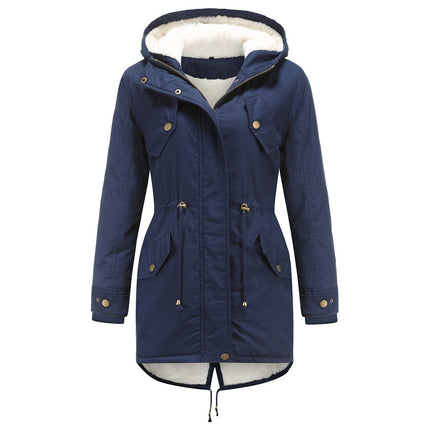 Insulated Fleece-Lined Winter Parka Jacket Navy blue Winter Parka jacket