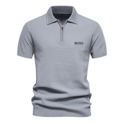 ΒOՏՏ Half-Zip Short-Sleeve Polo Grey Polo Shirts