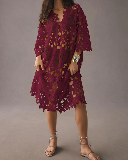 Cover Up Lace Beach Midi Dress Wine Red One size Dresses