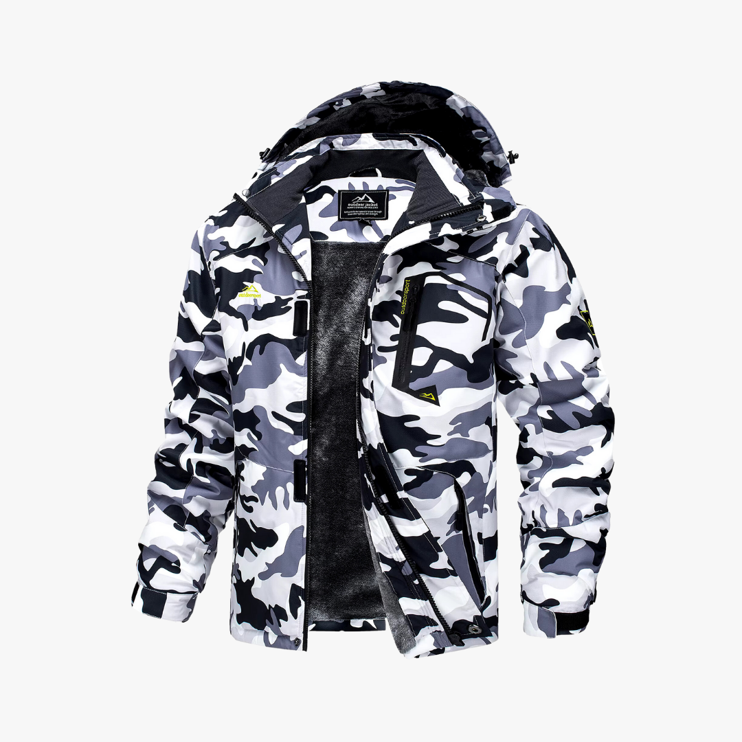Warm Waterproof Winter Jacket Light Gray Camo Jacket