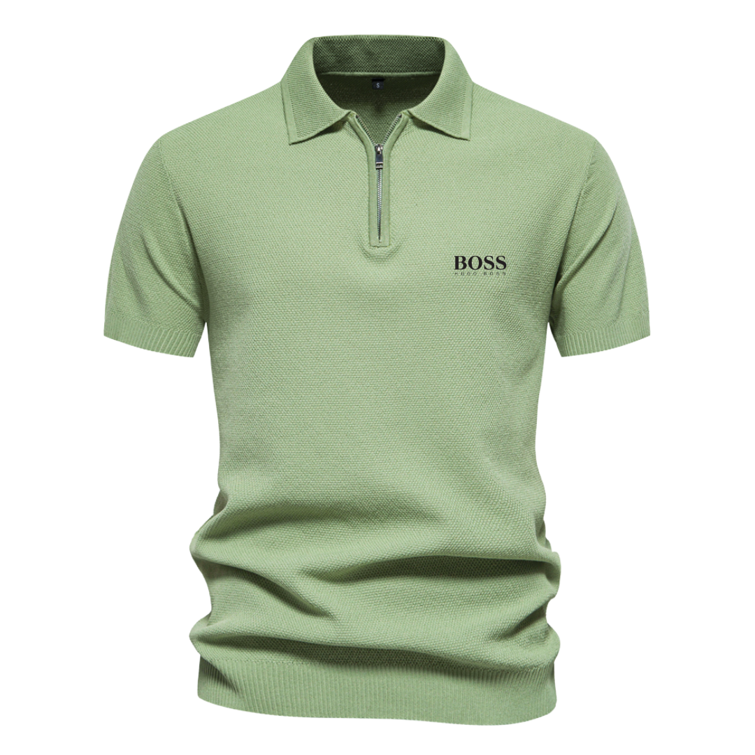 ΒOՏՏ Half-Zip Short-Sleeve Polo Green Polo Shirts