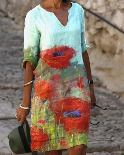 Flora™ - Charming floral linen dress for women 06 Dress