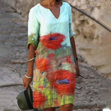 Flora™ - Charming floral linen dress for women 06 Dress