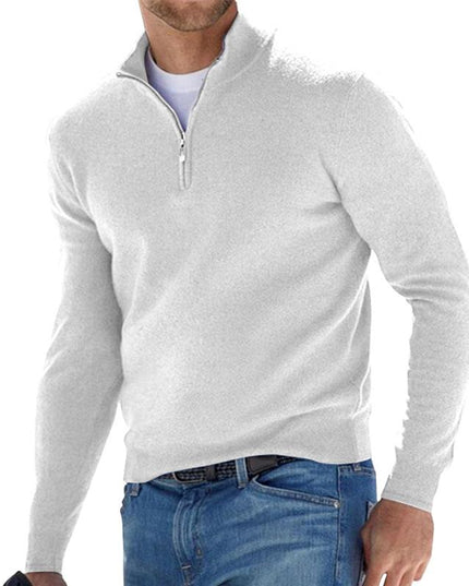 Provozo - Zip-Up Sweater White Sweaters
