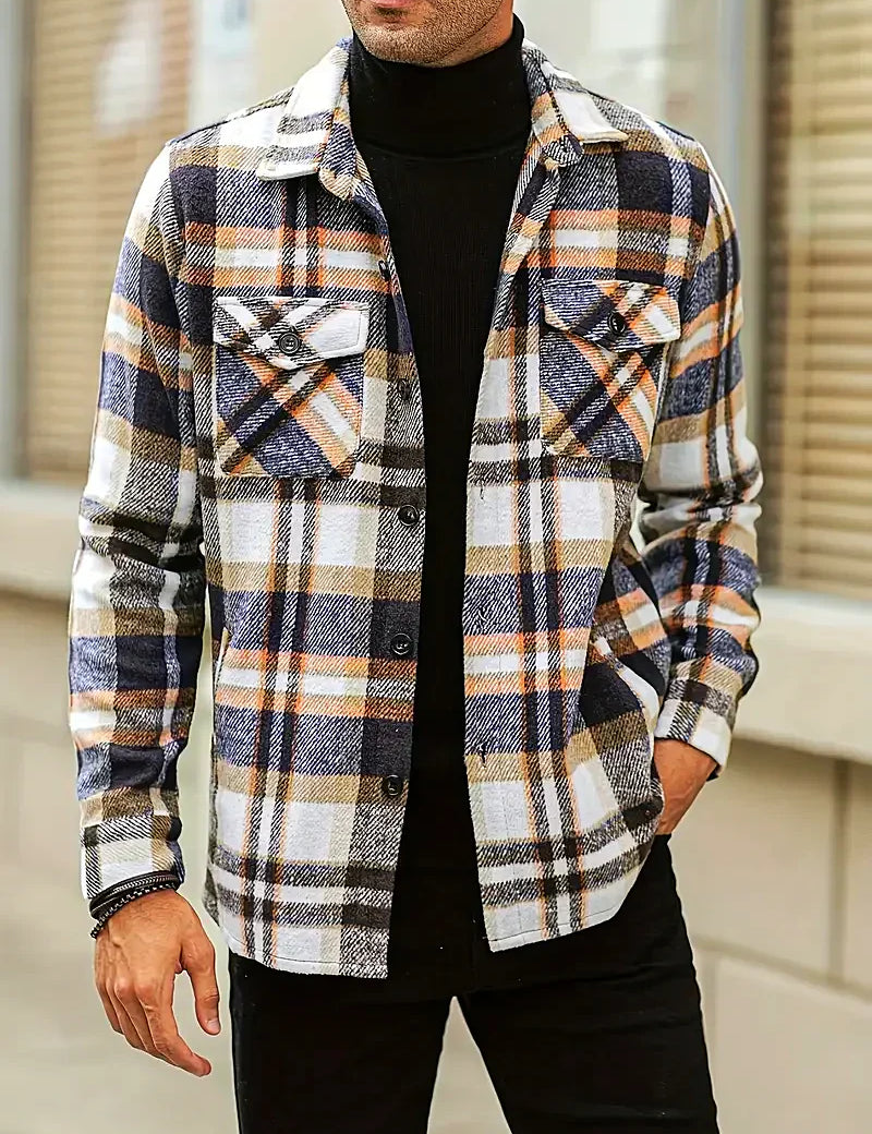 Men's Plaid Loose Cardigan Shirt Cardigan Shirt
